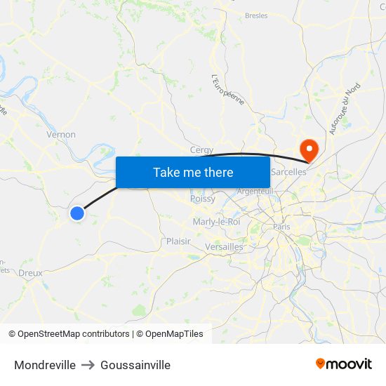 Mondreville to Goussainville map