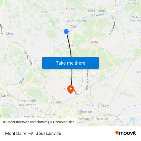 Montataire to Goussainville map