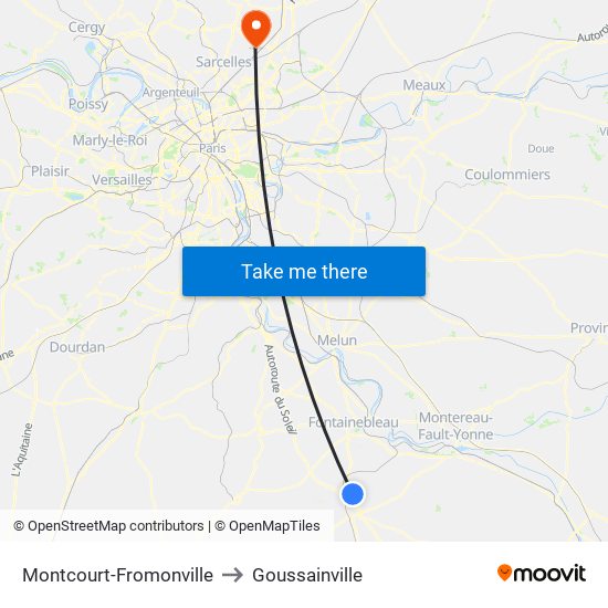 Montcourt-Fromonville to Goussainville map