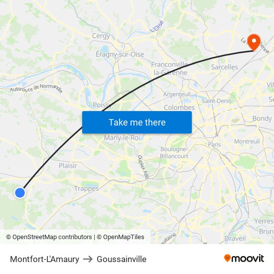 Montfort-L'Amaury to Goussainville map