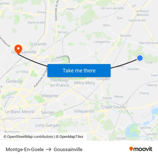 Montge-En-Goele to Goussainville map