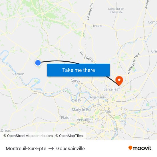 Montreuil-Sur-Epte to Goussainville map