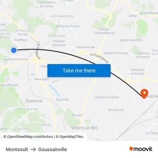 Montsoult to Goussainville map