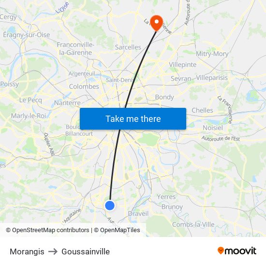 Morangis to Goussainville map