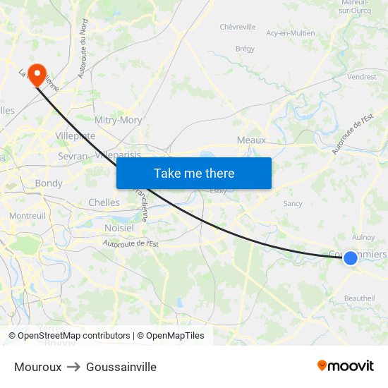 Mouroux to Goussainville map