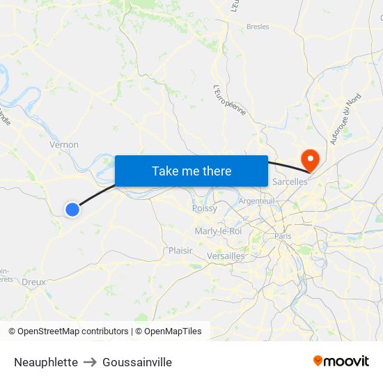 Neauphlette to Goussainville map