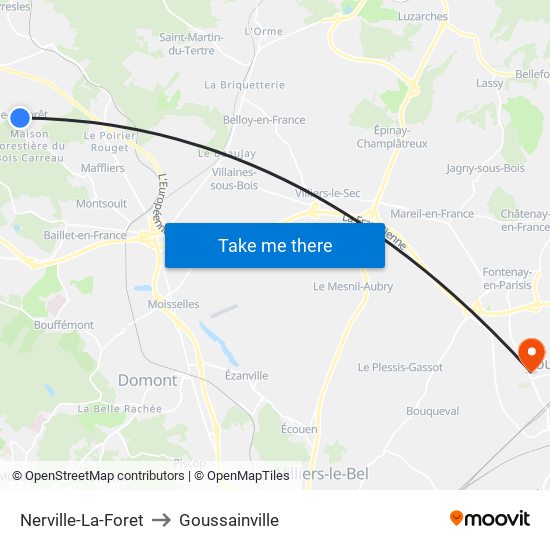 Nerville-La-Foret to Goussainville map
