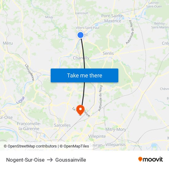 Nogent-Sur-Oise to Goussainville map