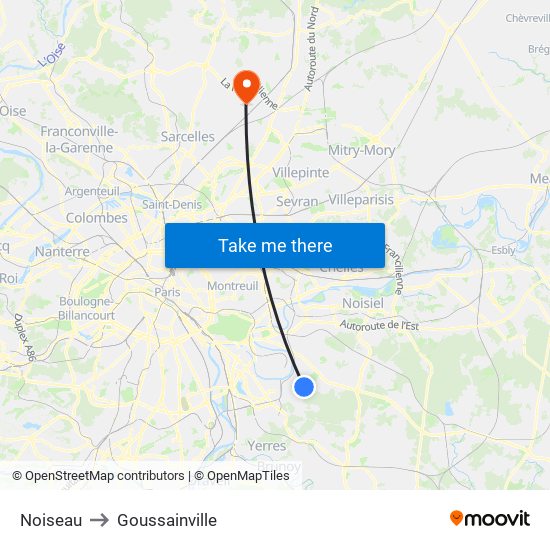 Noiseau to Goussainville map