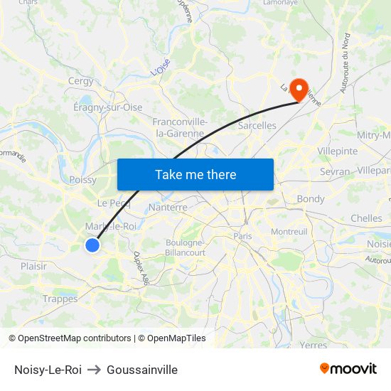 Noisy-Le-Roi to Goussainville map