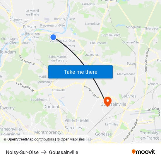 Noisy-Sur-Oise to Goussainville map
