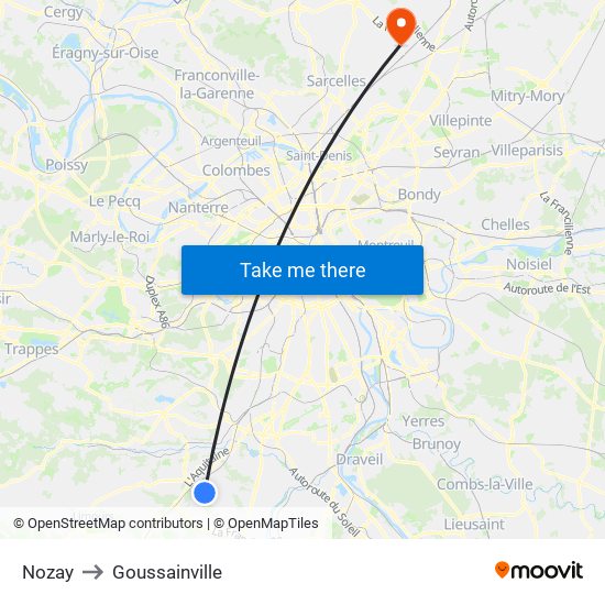 Nozay to Goussainville map