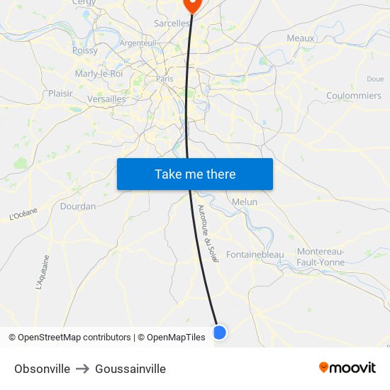 Obsonville to Goussainville map