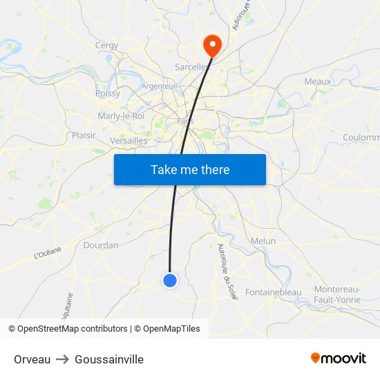 Orveau to Goussainville map
