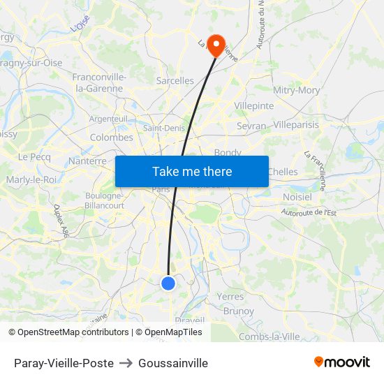 Paray-Vieille-Poste to Goussainville map
