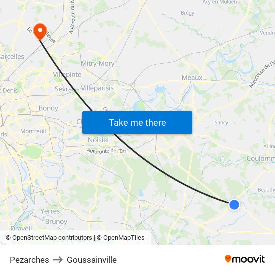Pezarches to Goussainville map