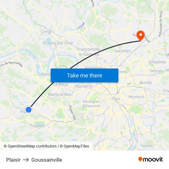 Plaisir to Goussainville map
