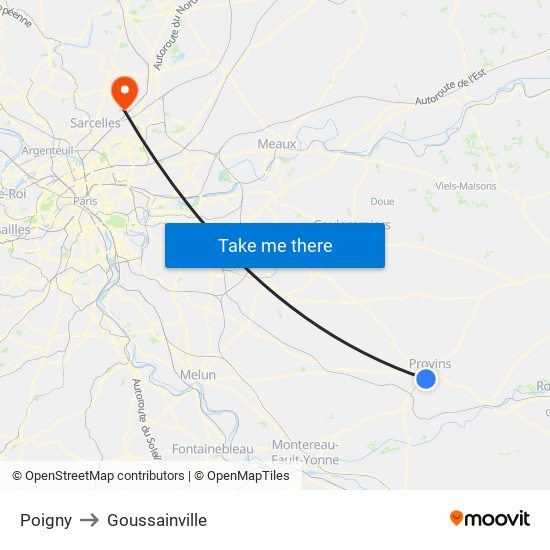 Poigny to Goussainville map