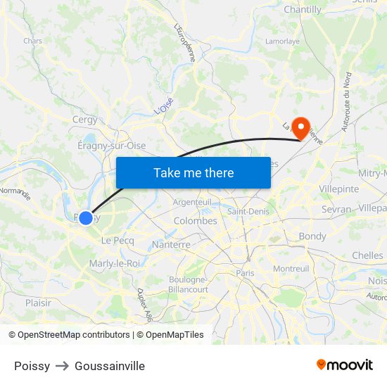 Poissy to Goussainville map