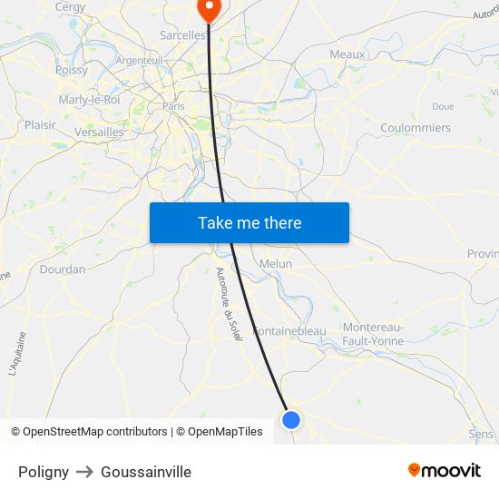 Poligny to Goussainville map