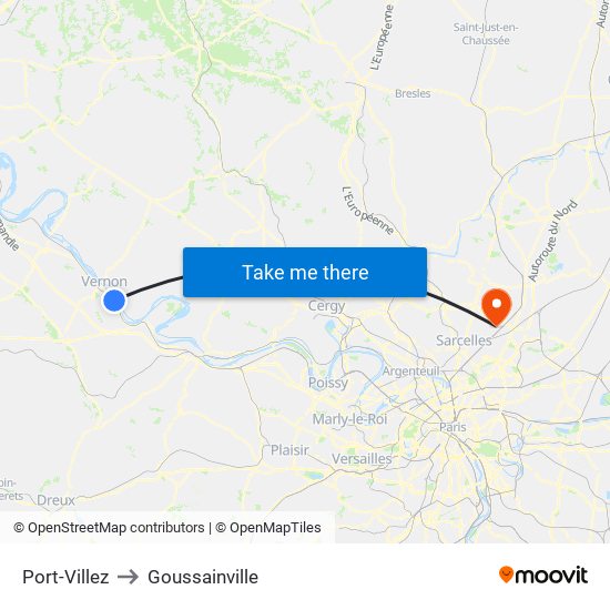 Port-Villez to Goussainville map