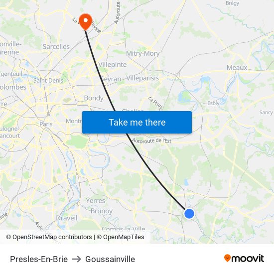 Presles-En-Brie to Goussainville map