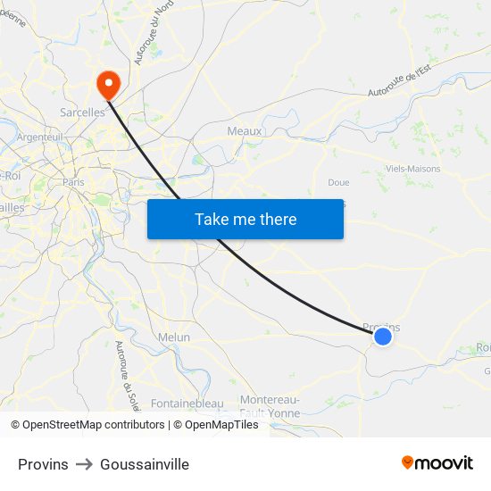 Provins to Goussainville map