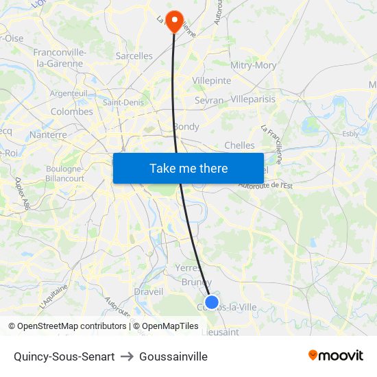 Quincy-Sous-Senart to Goussainville map