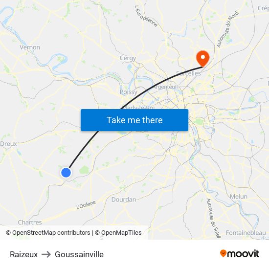 Raizeux to Goussainville map