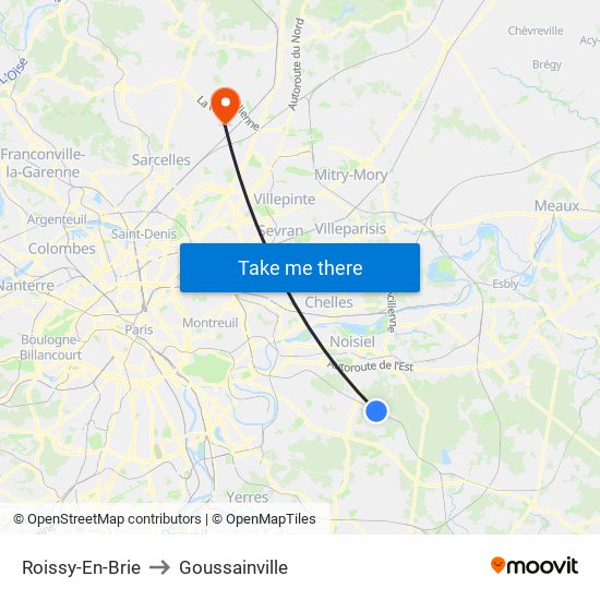 Roissy-En-Brie to Goussainville map