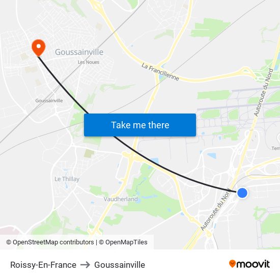 Roissy-En-France to Goussainville map