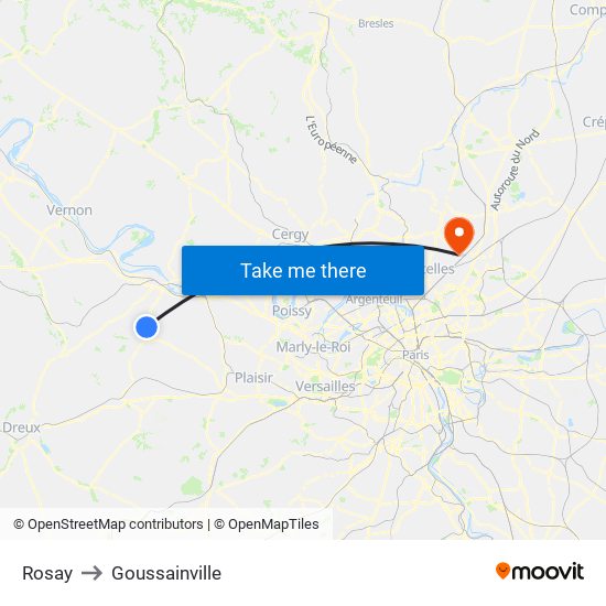 Rosay to Goussainville map