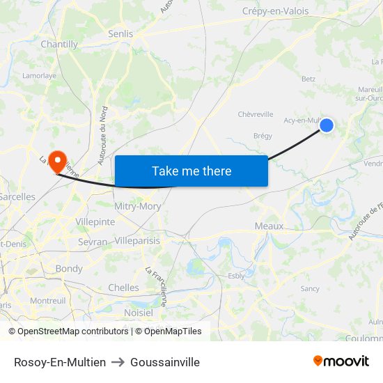 Rosoy-En-Multien to Goussainville map