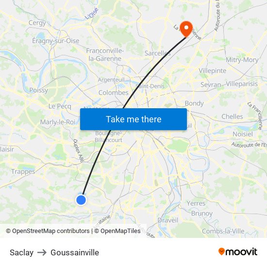 Saclay to Goussainville map