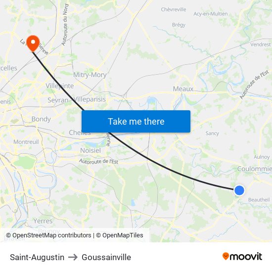 Saint-Augustin to Goussainville map