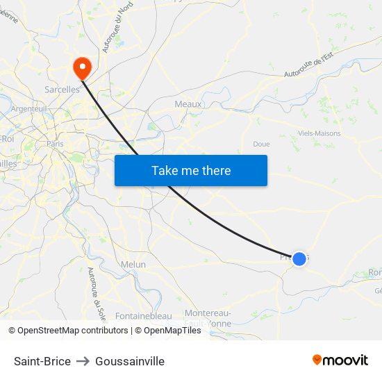 Saint-Brice to Goussainville map