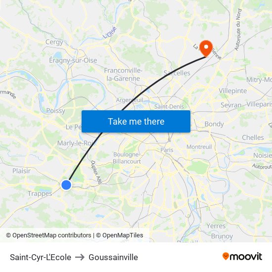 Saint-Cyr-L'Ecole to Goussainville map
