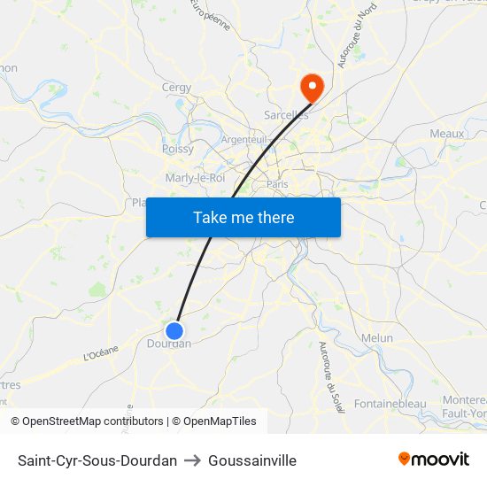 Saint-Cyr-Sous-Dourdan to Goussainville map