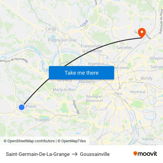 Saint-Germain-De-La-Grange to Goussainville map