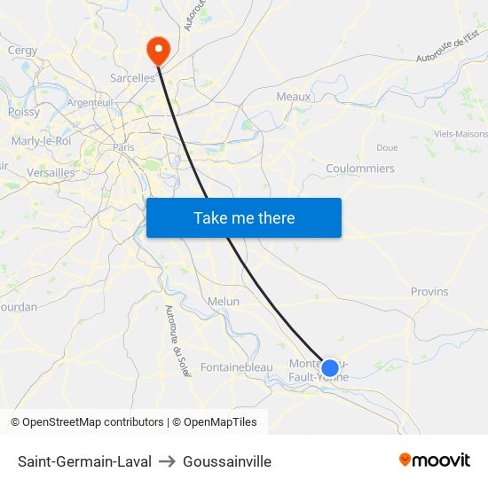 Saint-Germain-Laval to Goussainville map