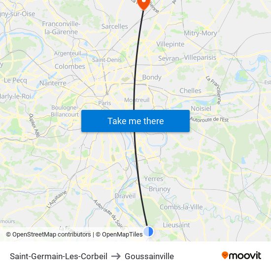 Saint-Germain-Les-Corbeil to Goussainville map