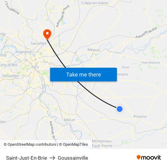 Saint-Just-En-Brie to Goussainville map