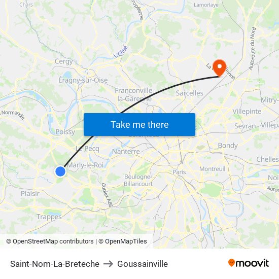 Saint-Nom-La-Breteche to Goussainville map
