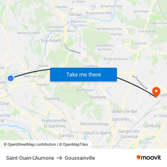 Saint-Ouen-L'Aumone to Goussainville map