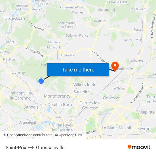 Saint-Prix to Goussainville map