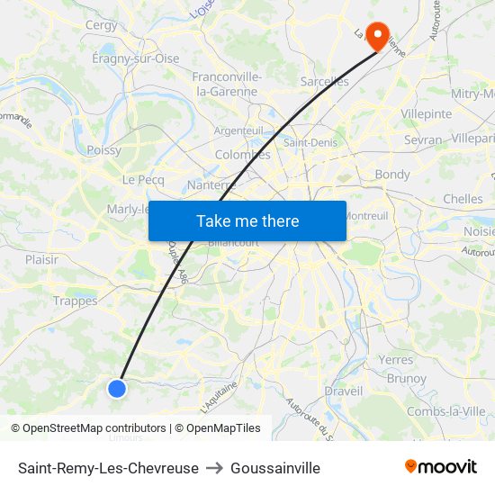 Saint-Remy-Les-Chevreuse to Goussainville map