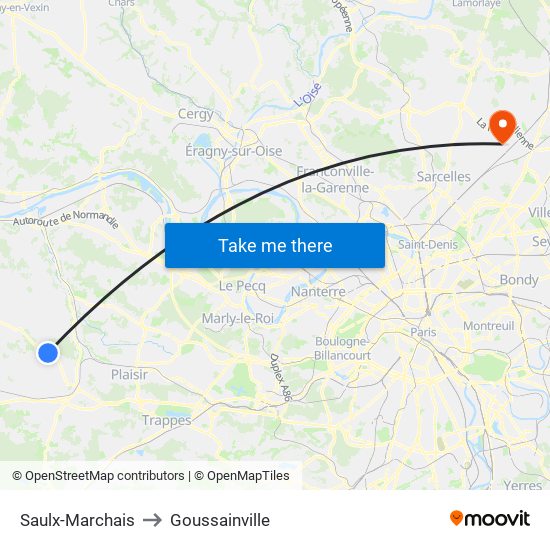 Saulx-Marchais to Goussainville map
