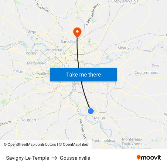 Savigny-Le-Temple to Goussainville map