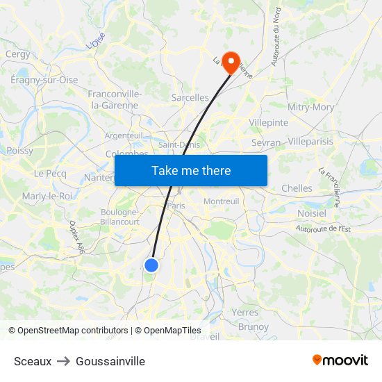 Sceaux to Goussainville map