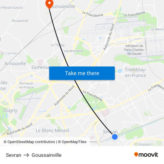 Sevran to Goussainville map